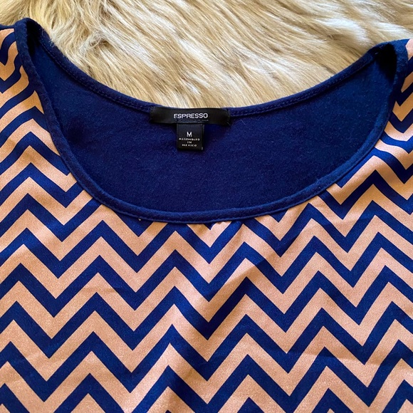 Espresso Abstract Print Chevron Navy Blue & Dusty Pink w Solid Navy Bac… - Picture 7 of 11